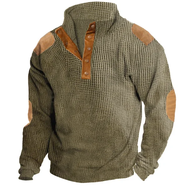 Men's Waffle Knit Collar Sport Shirt for Outdoor Leisure