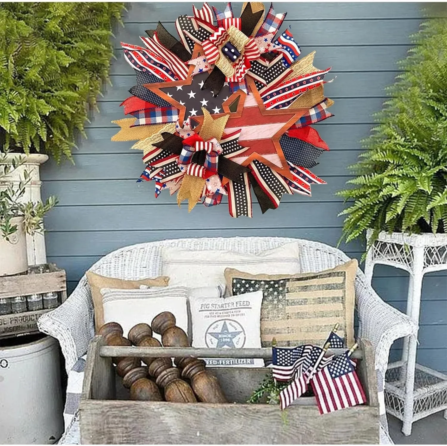 Handmade Stars and Stripes Patriotic Wreath